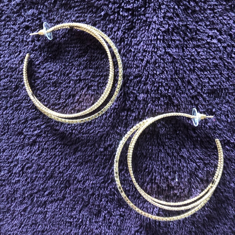 Large goldtone hoop earrings